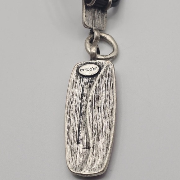 Chicos Red and Silver Pendant Necklace Spiral Pattern - Picture 7 of 9